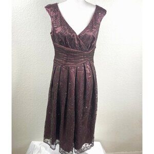 Coldwater Creek Dress Women's Purple Sz 8 Sleeveless Lace Sequins Whimsy Fairy